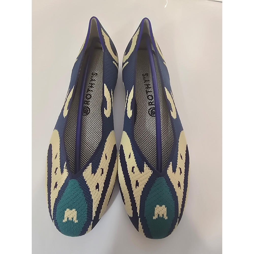 Rothy's  Moroccan Blue‎ Round Toe Ballet Flats Womens Size 11 Blue Cream New